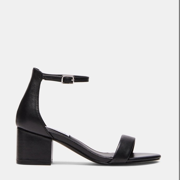STEVE MADDEN | Irenee Black Leather Heeled Sandal - Size 7 - Picture 2 of 6
